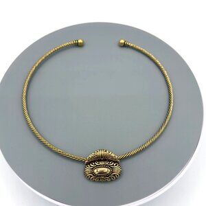 Premiere Designs Gold-Tone Twisted Wire Necklace With Ornate Pendant